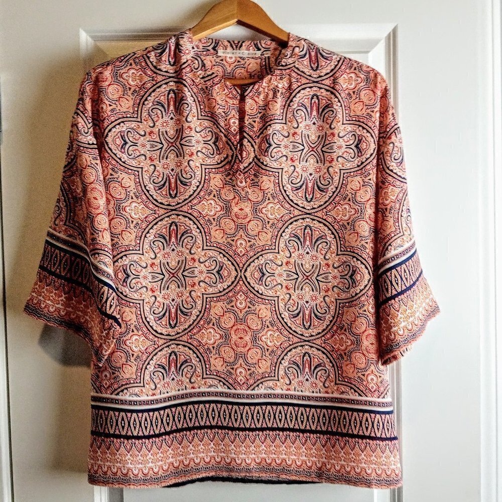 Violet & Claire Paisley 3/4-Sleeve V-Neck Top